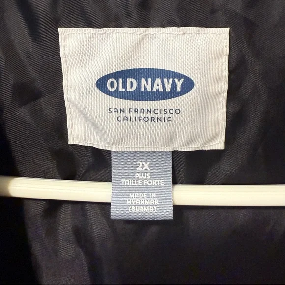 Old Navy Black Check Quilted Outerwear Vest Women's 2X Full Zip Rib Collar - Picture 3 of 10